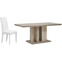 Gami Colima Dining Set - Rectangular Extending with Ava White Chairs