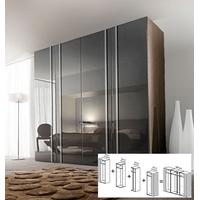 Gautier Odea Grey Lacquered Glass Door Wardrobe - W 300cm (2 x 60cm + 2 x 90cm)