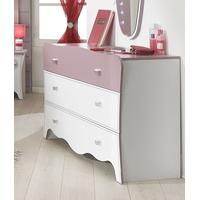 Gami Elisa White and Lilac Pink Chest of Drawer - 3 Drawer