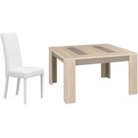 Gami Atlanta Light Oak Dining Set - Square Extending with Ava White Chairs