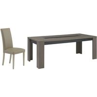 Gami Hanna Ceruse Oak Dining Set - Rectangular Extending with Ava Taupe Chairs