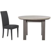 Gami Toscane Baroque Oak Dining Set - Round Extending with Ava Black Chairs