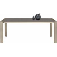 Gautier Setis Grey Oak Dining Table - Rectangular Extending with Champagne Base