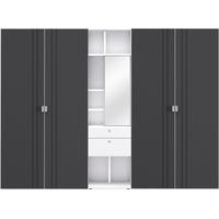 Gautier Odea White Lacquered Vanity Unit with Titan Textile Wardrobe - 4 Door