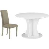 gami palace white dining set round extending with ava taupe chairs