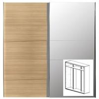 gautier odea structured natural oak sliding wardrobe with 1 mirror w 2 ...