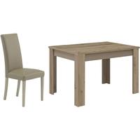 Gami Sha Smoky Oak Dining Set - Rectangular with 6 Ava Taupe Chairs