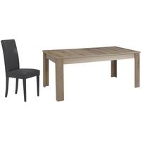 gami sha smoky oak dining set rectangular extending with ava black cha ...