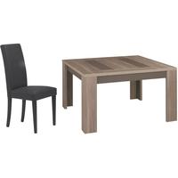 gami atlanta charcoal oak dining set square extending with ava black c ...