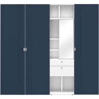 Gautier Odea White Lacquered Vanity Unit with Coral Blue Textile Wardrobe - 3 Door