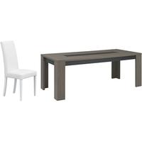 Gami Hanna Ceruse Oak Dining Set - Rectangular Extending with Ava White Chairs