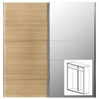 Gautier Odea Structured Natural Oak Sliding Wardrobe with 1 Mirror - W 180cm