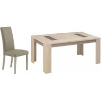 Gami Atlanta Light Oak Dining Set - Rectangular Extending with Ava Taupe Chairs