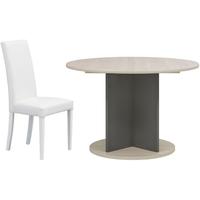 gami barolo whitewashed pine dining set round extending with ava white ...