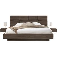 Gautier Mervent Smoked Walnut Bed with Bedside Unit