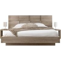 Gautier Mervent Smoked Oak Bed with Bedside Shelf