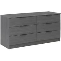 Gami Brooklyn Sunset Pine and Black Chest of Drawer - 6 Drawer