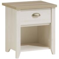 Gami Ellen Whitewashed Cherrywood and Grey Oak Bedside Cabinet - 1 Drawer