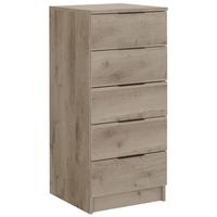 gami brooklyn oak ash and taupe chest of drawer 5 drawer tall