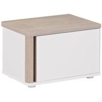 Gami Messina White and Clear Oak Bedside Cabinet - 1 Door