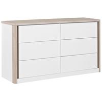 Gami Messina White and Clear Oak Chest of Drawer - 6 Drawer