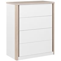 Gami Messina White and Clear Oak Chest of Drawer - 4 Drawer