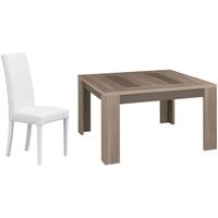 Gami Atlanta Charcoal Oak Dining Set - Square Extending with Ava White Chairs