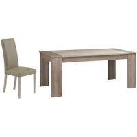 Gami Lukka Grey Hazelnut Dining Set - Rectangular Extending with Ava Taupe Chairs