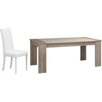 gami lukka grey hazelnut dining set rectangular extending with ava whi ...