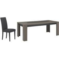 gami hanna ceruse oak dining set rectangular extending with ava black  ...