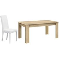 Gami Palace Sonoma Oak Dining Set - Rectangular with 6 Ava White Chairs