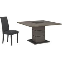 Gami Hanna Ceruse Oak Dining Set - Square with 4 Ava Black Chairs