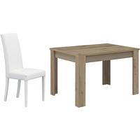 Gami Sha Smoky Oak Dining Set - Rectangular with 6 Ava White Chairs