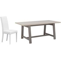 gami toscane baroque oak dining set rectangular with 6 ava white chair ...