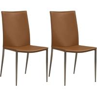 Gautier Eden Cognac Bonded Leather Dining Chair (Pair)