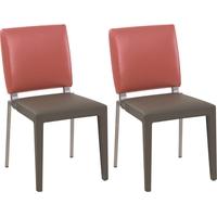 gautier taupe seat with garnet pink rectangular back dining chair pair