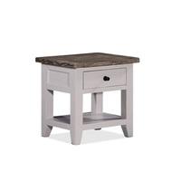 Galleon Wooden End Table In Cotton White