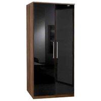 Gamma Black Gloss and Walnut 2 Door Wardrobe