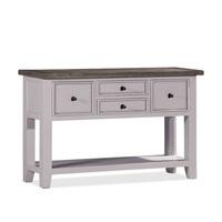 Galleon Wooden Console Table In Cotton White With Storage