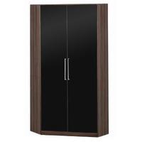 Gamma 2 Door Mirrored Corner Wardrobe - Black