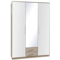 gamma white gloss and ash 3 door 2 drawer mirrored wardrobe