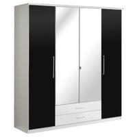 Gamma 4 Door 2 Drawer Mirrored Wardrobe - White