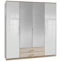 gamma 4 door 2 drawer mirrored wardrobe oak