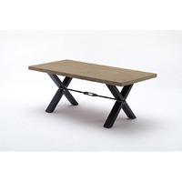 Gavi Acacia Grey Wooden Large Dining Table With Metal Legs