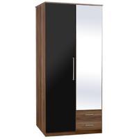 gamma 2 door 2 drawer mirrored wardrobe black