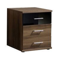 Gamma Black Gloss and Walnut 3 Drawer Bedside