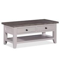 Galleon Wooden Coffee Table In Cotton White With Storage