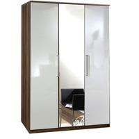 Gastineau Wardrobe In Walnut And White With 3 Door And Mirror