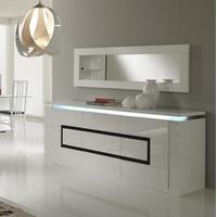 Garde Sideboard In High Gloss White And Black With Led Light