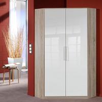 Gastineau Corner Wardrobe In Oak With Gloss White Front 2 Door